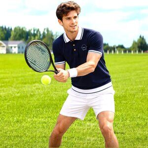 SICCININO Sporty Navy Blue Short Sleeve Polo Shirt Size M NEW w tag